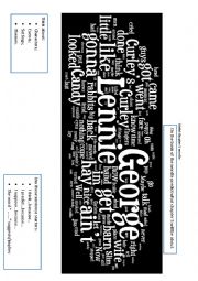 English Worksheet: Of Mice and Men wordle - prediction chapters 5 and 6