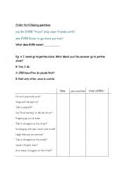English Worksheet: Do you ever...?