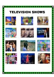 English Worksheet: TELEVISION SHOWS