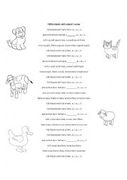 English Worksheet: old Macdonald farm animals