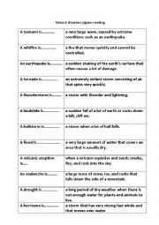 English Worksheet: Natural disasters activity card