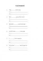 English Worksheet: Present Progressive - revision