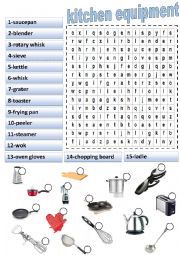 English Worksheet: kitchen equipment