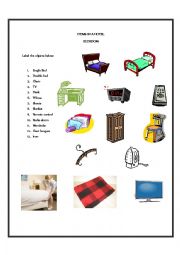 English Worksheet: Items in a bedroom