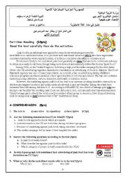 English Worksheet: Exam paper designed for third year scientific stream classes