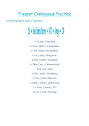 English Worksheet: Present  Continuous Speaking Practice