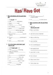 English Worksheet: Has/ Have Got