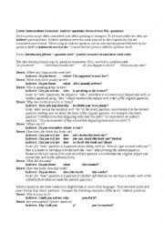 English Worksheet: Lower Intermediate Grammar: Indirect questions 