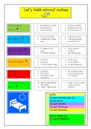 English Worksheet: Talking about aches