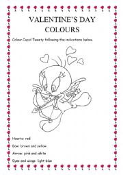 English Worksheet: Valentines day colours