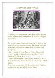 English Worksheet: A  SLAVE  TRADER  VOYAGE, READING COMPREHENSION.