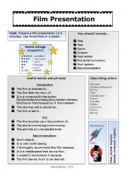 English Worksheet: Film presentation (task, words and phrases)