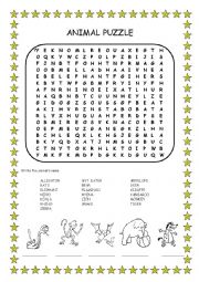 English Worksheet: ANIMAL PUZZLE