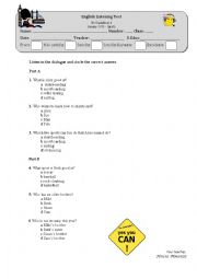 English Worksheet: listening test- sports