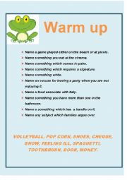 English Worksheet: Warm up