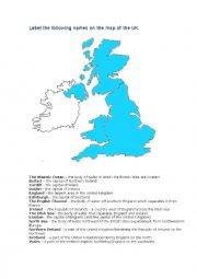 English Worksheet: The UK map