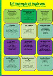 English Worksheet: Simple Past::speaking cards 2- irregular verbs