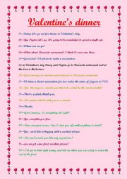 English Worksheet: VALENTINES DINNER