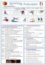 English Worksheet: Sporting Activities