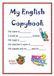 English Worksheet: First Page for Students copybook.