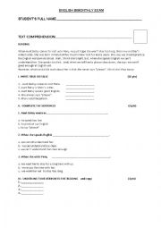 English Worksheet: Reading Comprehension