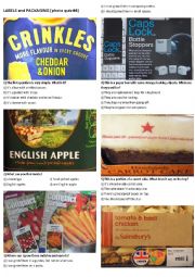 English Worksheet: LABELS AND PACKAGING #4 (10 photos on 2 pages)