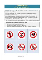 English Worksheet: Prohibitions - to be not allowed to...