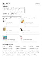 English Worksheet: lets keep fit