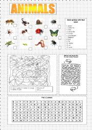 English Worksheet: ANIMALS 