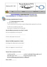 English Worksheet: listening comprehension 