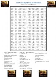 English Worksheet: Top grossing movies wordsearch