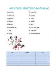 English Worksheet: Sports - play, do or go?