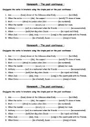English Worksheet: Exercise past continuous