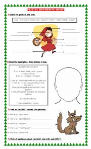 English Worksheet: LITTLE RED RIDING HOOD (Parts Of The Body)