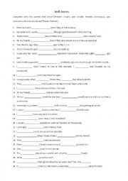 English Worksheet: verb tenses revision