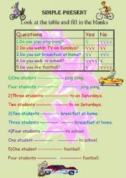 English Worksheet: Simple present 