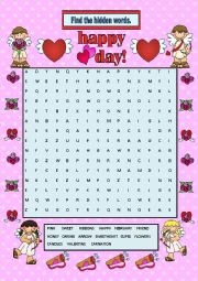 VALENTINES DAY - WORD SEARCH + KEY