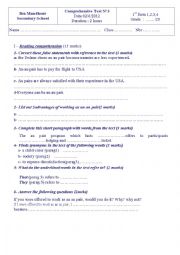 English Worksheet: full term test n3