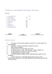 vocabulary worksheet (supermarket) 