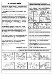 English Worksheet: George has a birthday 