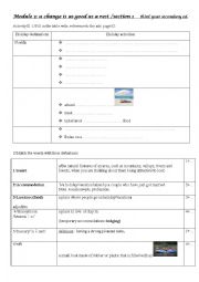 English Worksheet: holiday destinations ,holiday activities