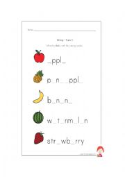 English Worksheet: Fruits color