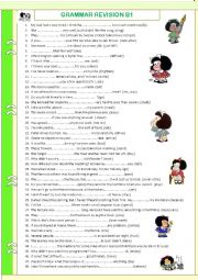 English Worksheet: Review (B1). WITH KEY. Tenses. Word formation. Comparison etc