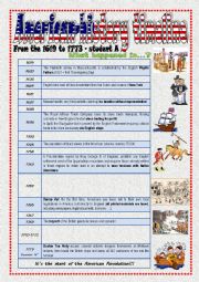 English Worksheet: American History timeline