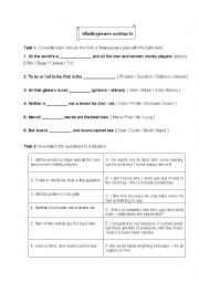 English Worksheet: Famous lines from Shakespeare