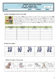 English Worksheet: 4th grade  exam