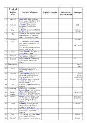 new headway 3rd edition elementary unit 3 word list