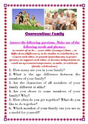 English Worksheet: Conversation: Family