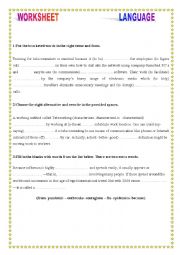 English Worksheet: language exercises