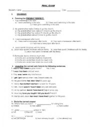 English Worksheet: FINAL EXAM - PAST TENSE